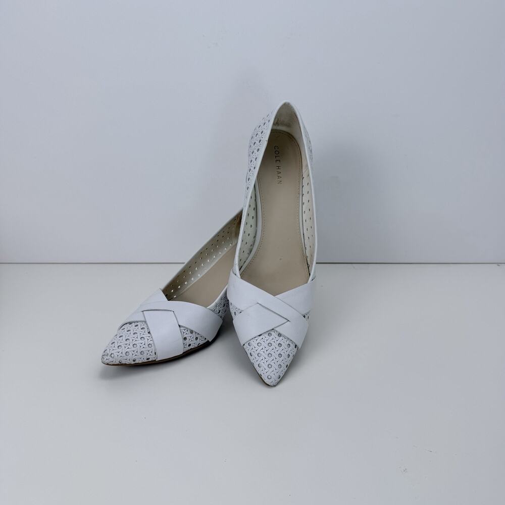 Cole Haan Carlee Pumps Women Size W8.5 Block Heel Ivory